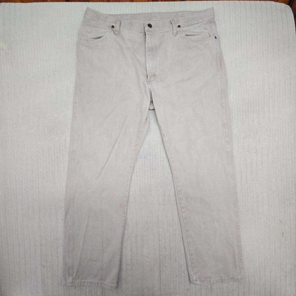 Wrangler Cowboy Cut Jeans Mens 38x30 Beige 13MWZ Straight Leg Western Denim